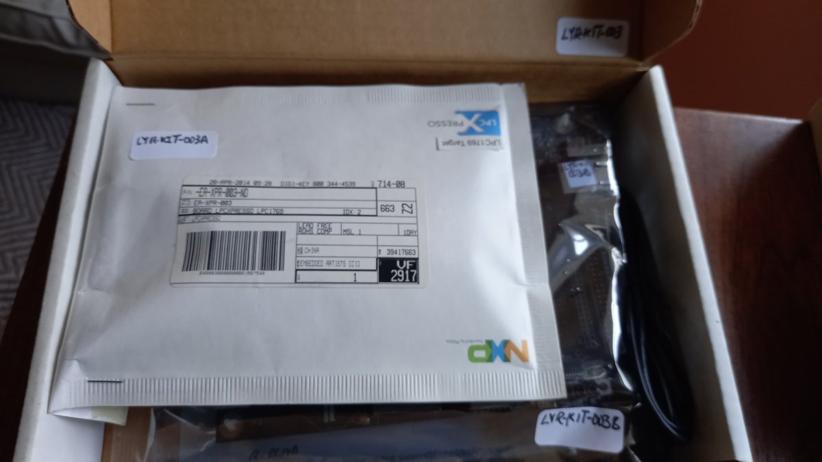 LPCXpresso LPC1769 development set: base board EA-XPR-021 + LPC1769 CPU board, 2014, sold as a set