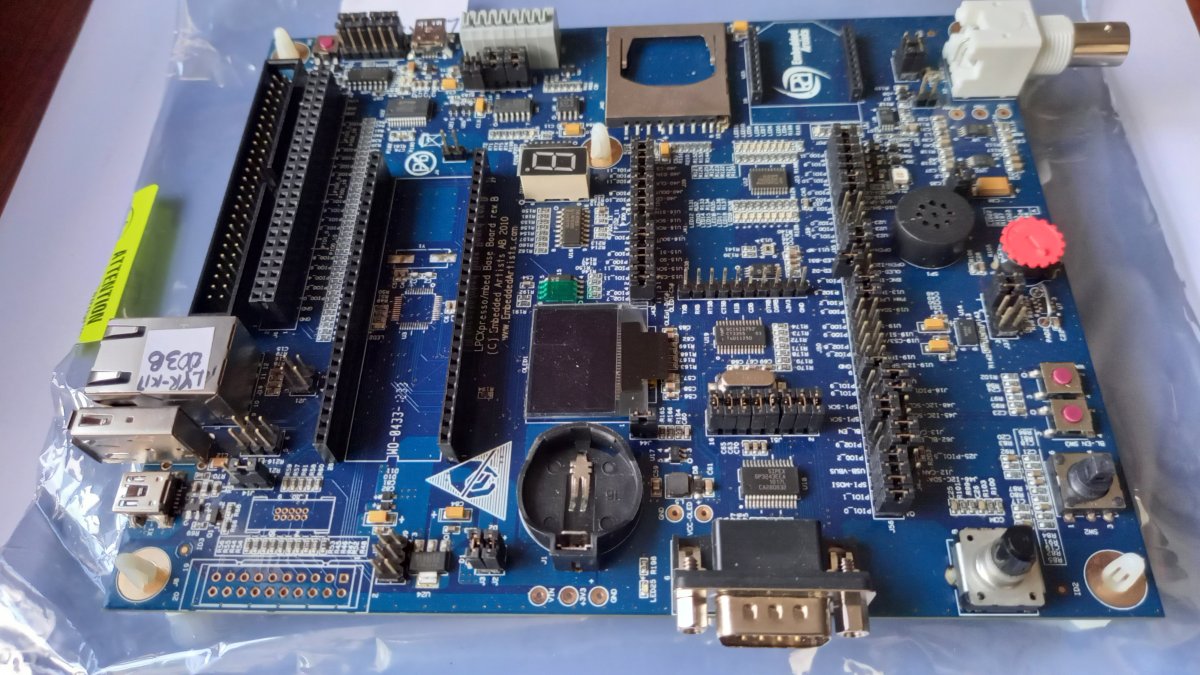 LPCXpresso LPC1769 development set: base board EA-XPR-021 + LPC1769 CPU board, 2014, sold as a set
